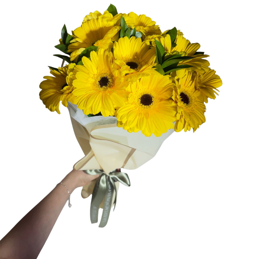 Ramo de Gerberas Amarillas con Follaje