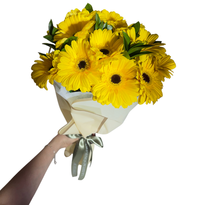Ramo de Gerberas Amarillas con Follaje